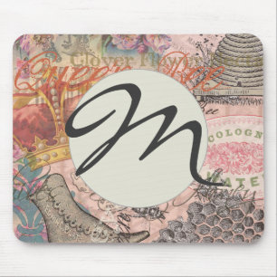 Tapis De Souris Reine Abeille Vintage Beau Collage