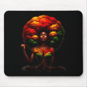 Tapis De Souris Reine Afro Femme Noire Racines Africaines Mélanine