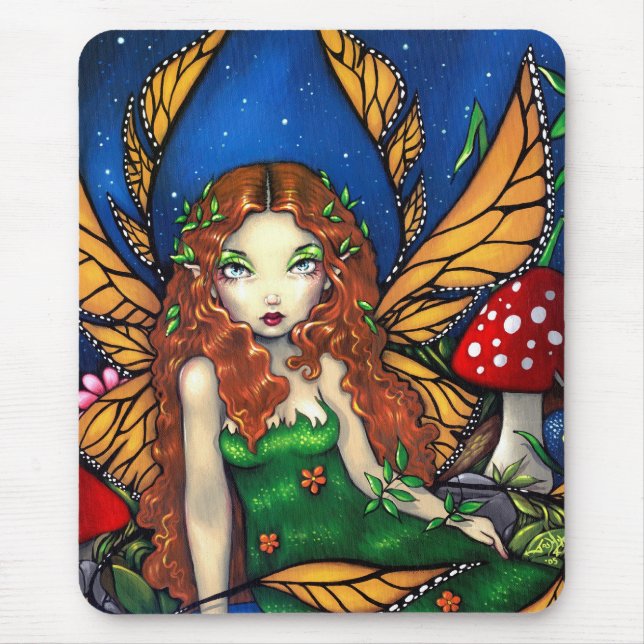 Tapis De Souris "Reine féerique d'une chevelure rouge" Mousepad (Devant)
