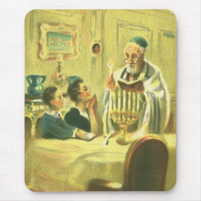 Tapis De Souris Religion Ancienne, Judaïsme, Allumer la Menorah (Devant)