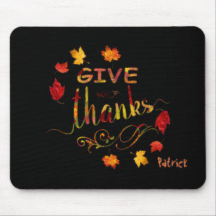 Tapis De Souris Remercier Automne Russe Thanksgiving Monogramme