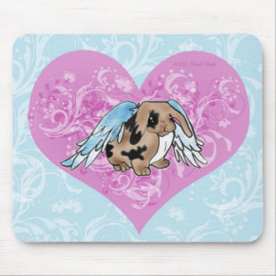 Tapis De Souris Remous de Mousepad w/Heart de lapin de Lop d'ange