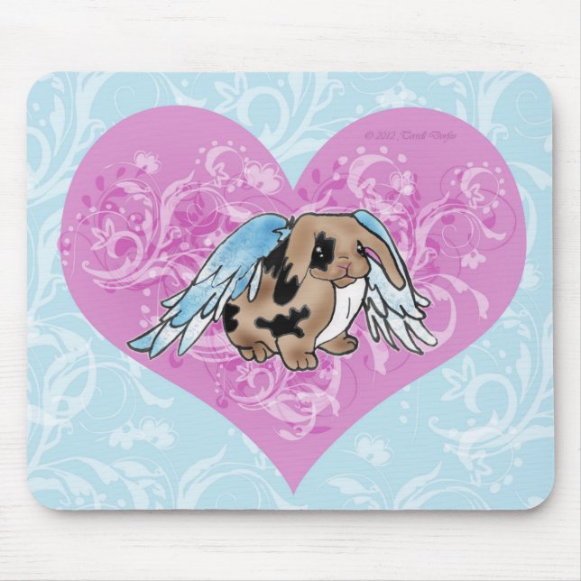 Tapis De Souris Remous de Mousepad w/Heart de lapin de Lop d'ange (Devant)