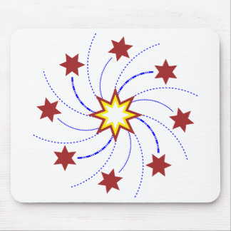 Tapis De Souris Remous d'étoile de feux d'artifice - rouge, jaune,