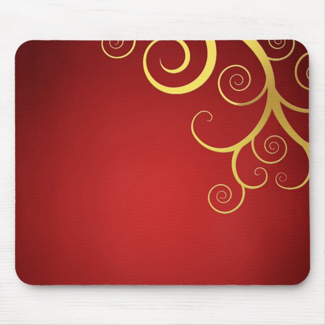 Tapis De Souris Remous d'or sur rouge-foncé (Devant)