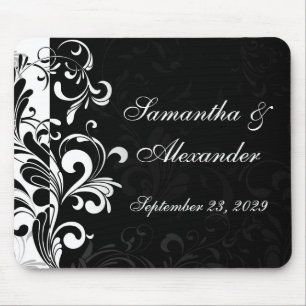 Tapis De Souris Remous noir et blanc contemporain