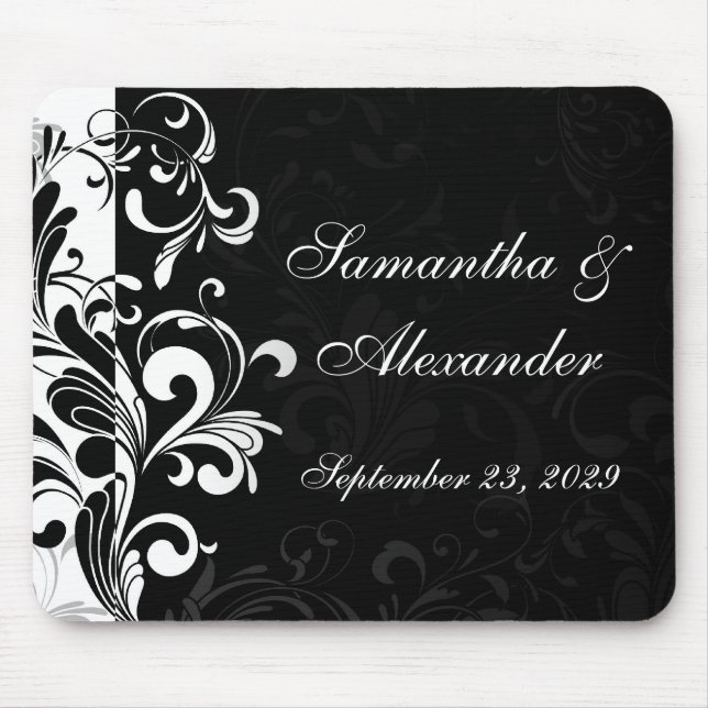 Tapis De Souris Remous noir et blanc contemporain (Devant)