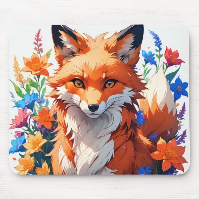 Tapis De Souris Renard à fleurs (Devant)