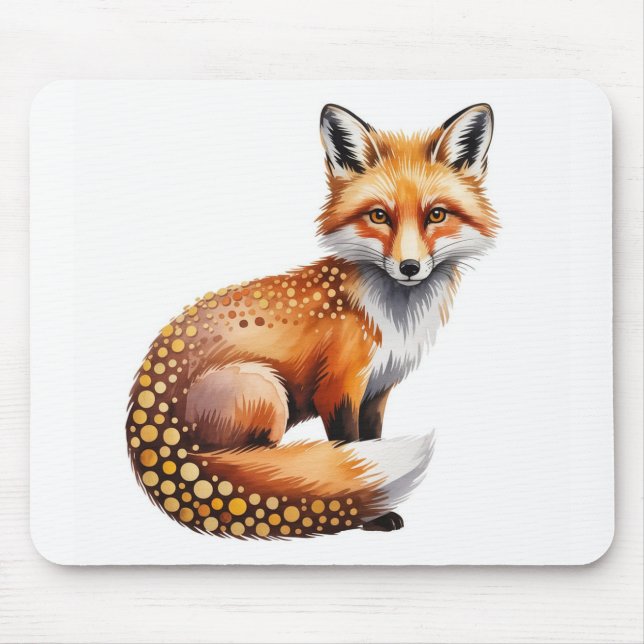 Tapis de souris Renard aquarelle et points d'autom (Devant)