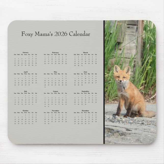 Tapis De Souris Renard - Calendrier personnalisable pour l'année 2 (Devant)