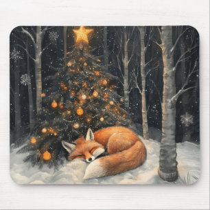 Tapis De Souris Renard couché Whimsical Noël rustique