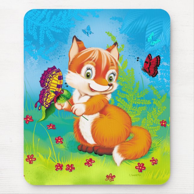 Tapis De Souris renard et papillon (Devant)