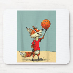 Tapis De Souris Renard mignon sports dessin animé de basketball