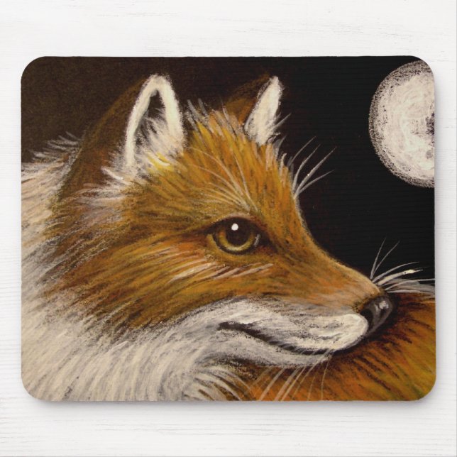 Tapis De Souris RENARD ROUGE - PLEINE LUNE Mousepad (Devant)
