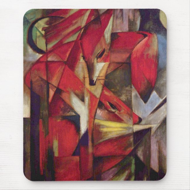 Tapis De Souris Renards par Franz Marc, Art Abstrait Cubiste Vinta (Devant)