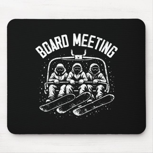 Tapis De Souris Rencontre mignonne de planche de snowboard sur le  (Devant)