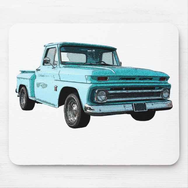 Tapis De Souris Rendu d'un bleu 1964 Chevy pick up. (Devant)