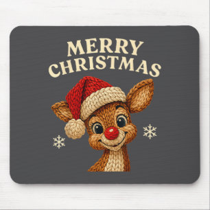 Tapis De Souris Renne de Noël au Crochet Joyeux Noël Renne