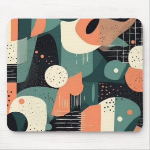 Tapis De Souris Renouveau de Memphis Corail Tiel Abstrait Navy