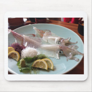 Tapis De Souris Repas japonais de sashimi de calmar servi déjeuner