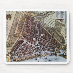 Tapis De Souris Réplique carte de la ville de Rotterdam 1652