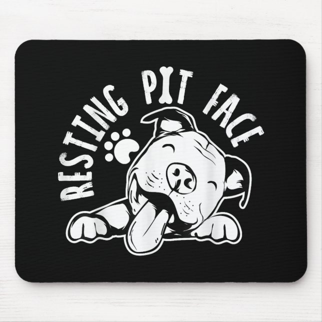 Tapis De Souris Repose Pit Face Drôle Chien Pitbull Mème (Devant)