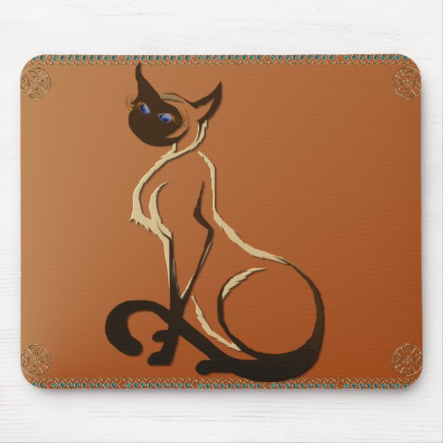 Tapis De Souris Reposer le chat assez siamois Mousepad (Devant)
