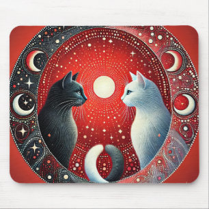 Tapis De Souris Représentation artistique de chats Yin et Yang