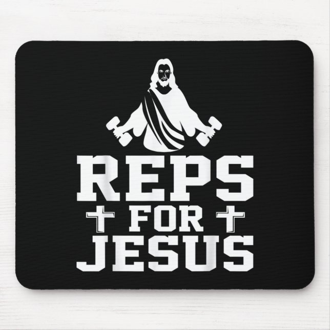 Tapis De Souris Reps For Jesus Funny Christian Gym Fitness Biceps  (Devant)
