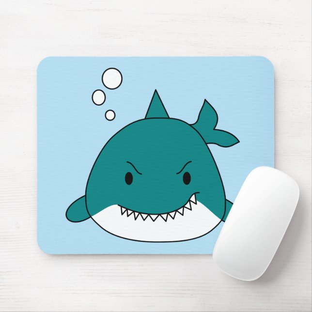 Tapis De Souris Requin bleu et blanc de dessin animé (Avec souris)