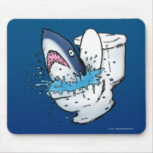 Tapis De Souris Requin de toilette drôle bleu dessin animé