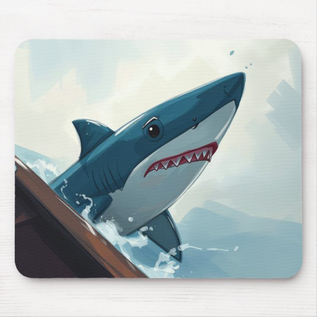 Tapis De Souris Requin près du bateau (Devant)