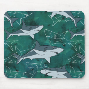 Tapis De Souris Requins, marine, mer, poisson, prédateur, animal,