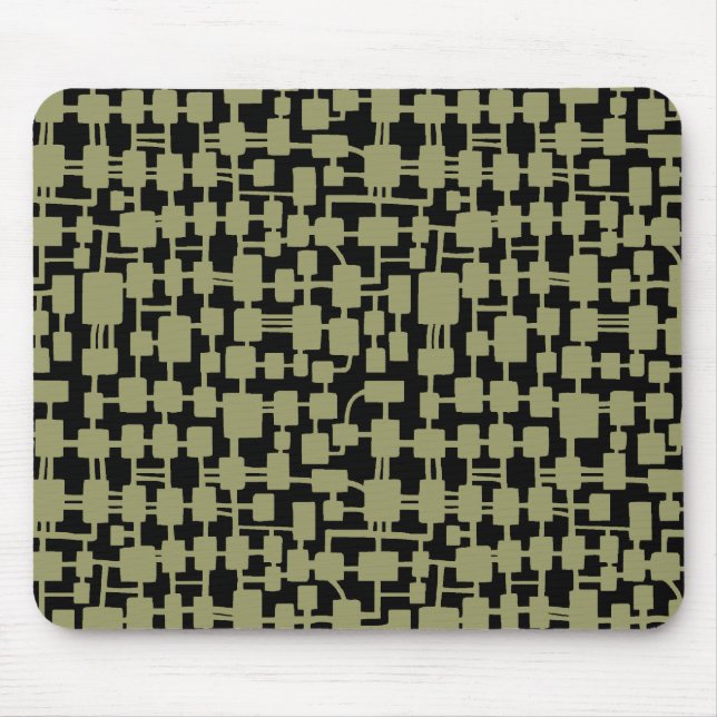 Tapis De Souris Réseau Abstrait - Khaki sur Noir (Devant)