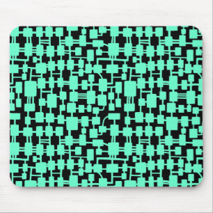 Tapis De Souris Réseau Abstrait - Turquoise sur Noir