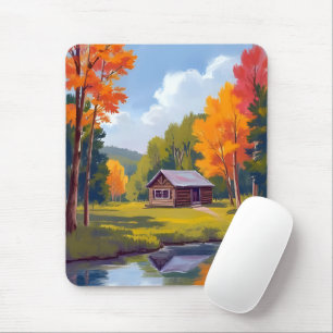 Tapis De Souris Résidence d'automne Cottage au bord du lac