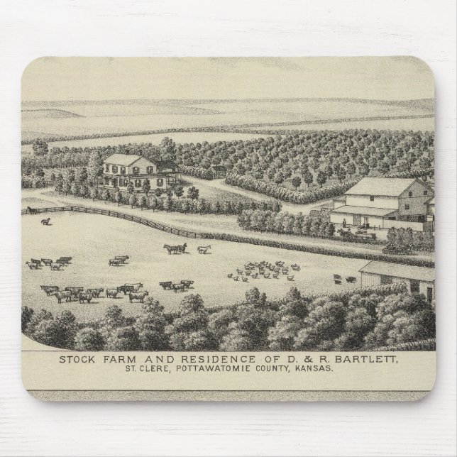 Tapis De Souris Résidences et fermes de Bartlett et Roberts, Kansa (Devant)