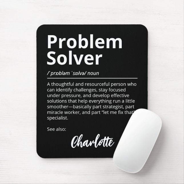 Tapis De Souris Résolveur de problèmes Définition drôle Noir (Avec souris)