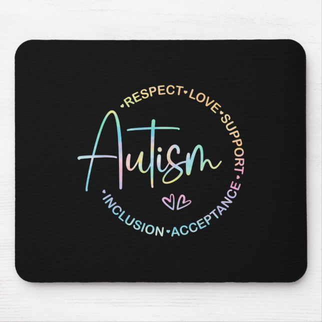 Tapis De Souris Respect Love Support Sensibilisation sur l'autisme (Devant)