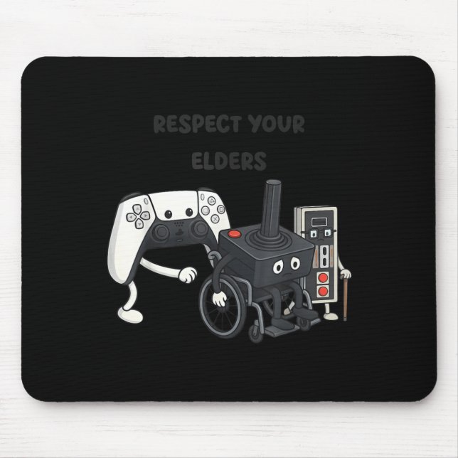 Tapis De Souris Respect Your Elders Funny Gaming 80s Style Old New (Devant)