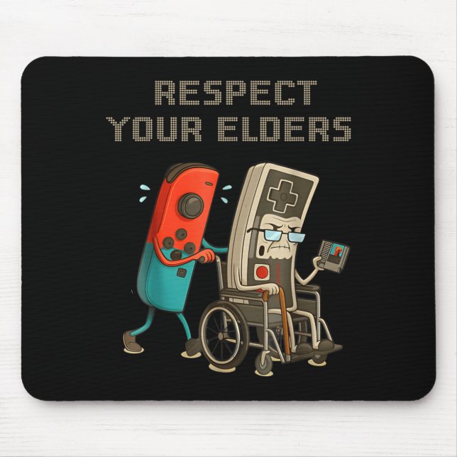 Tapis De Souris Respect Your Elders Funny Retro Gaming Clic Consol (Devant)