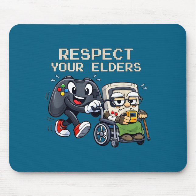 Tapis De Souris Respect Your Elders Gaming Control Retro Funny Gam (Devant)