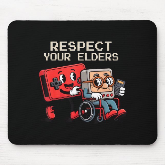 Tapis De Souris Respect Your Elders Gaming Control Retro Funny Gam (Devant)