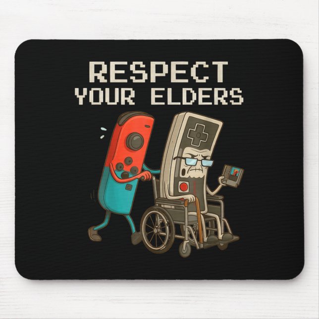 Tapis De Souris Respect Your Elders Gaming Control Retro Funny Gam (Devant)