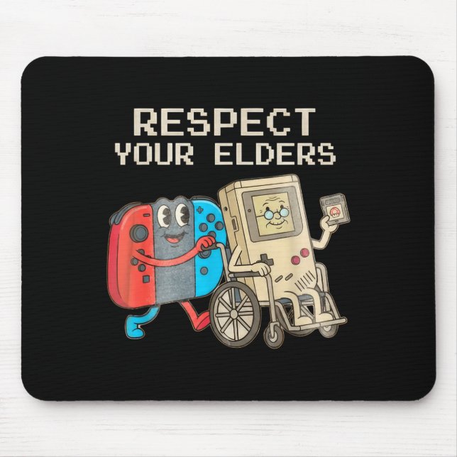 Tapis De Souris Respect Your Elders Gaming Control Retro Funny Gam (Devant)