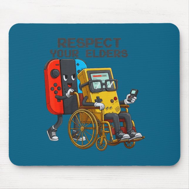 Tapis De Souris Respect Your Elders Gaming Control Retro Funny Gam (Devant)