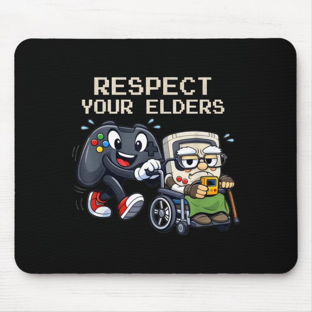 Tapis De Souris Respect Your Elders Gaming Control Retro Funny Gam (Devant)