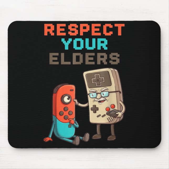 Tapis De Souris Respect Your Elders Gaming Control Retro Funny Gam (Devant)