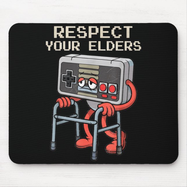 Tapis De Souris Respect Your Elders Gaming Control Retro Funny Gam (Devant)