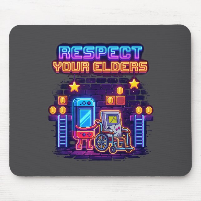 Tapis De Souris Respect Your Elders Retro Gaming Funny Gamer Contr (Devant)